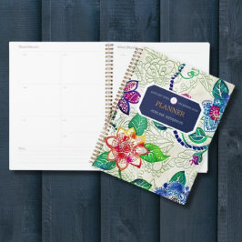 Kleurrijke gestempelde bloemen Business Logo Monog Planner