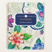 Kleurrijke gestempelde bloemen Business Logo Monog Planner (Voorkant)