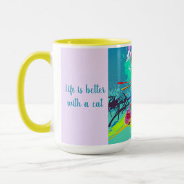 Kleurrijke gestileerde Abstracte Pop Art Cat Custo Koffiemok