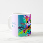 Kleurrijke gestileerde Abstracte Pop Art Cat Custo Koffiemok (Voorkant links)