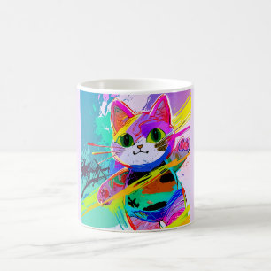 Kleurrijke gestileerde Abstracte Pop Art Cat Custo Koffiemok