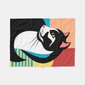 Kleurrijke gestileerde kat fleece deken (Voorkant (Horizontaal))