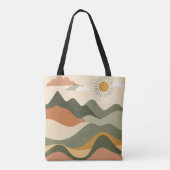 Kleurrijke gestileerde landschappelijke Canvas tas (Achterkant)