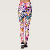 Kleurrijke gestileerde lente bloem leggings (Achterkant)
