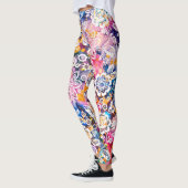 Kleurrijke gestileerde lente bloem leggings (Links)