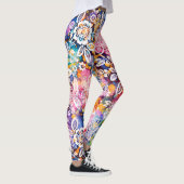 Kleurrijke gestileerde lente bloem leggings (Rechts)