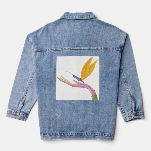 Kleurrijke gestileerde paradijsvogel denim jacket (Achterkant)