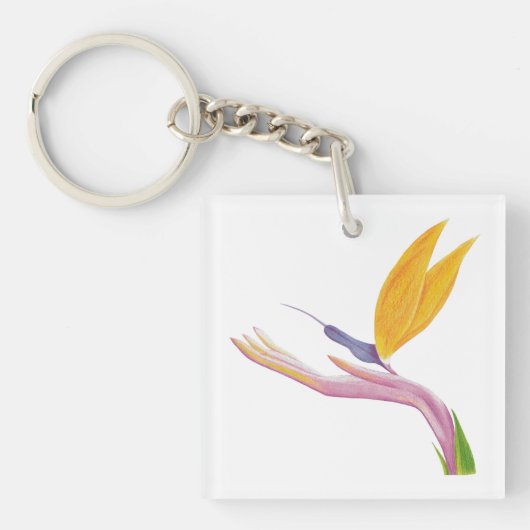 Kleurrijke gestileerde paradijsvogel sleutelhanger (Voorkant)
