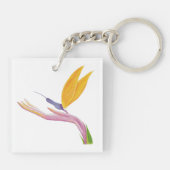 Kleurrijke gestileerde paradijsvogel sleutelhanger (Achterkant)