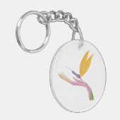 Kleurrijke gestileerde paradijsvogel sleutelhanger (Voorkant Links)