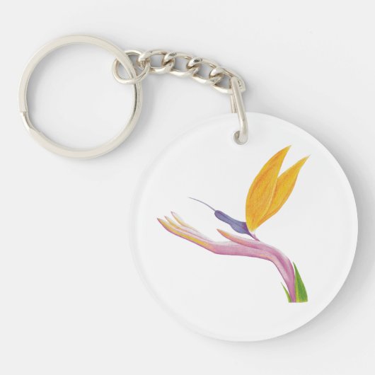 Kleurrijke gestileerde paradijsvogel sleutelhanger (Voorkant)