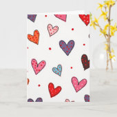 Kleurrijke gestippelde liefdeshartjes kaart (Gele Bloem)