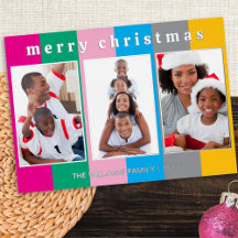 Kleurrijke Gestreepte 3 Foto Collage Prettig Kerst