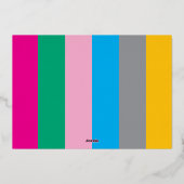 Kleurrijke Gestreepte 3 Fotocollage Vrolijk Kerstf Folie Feestdagenkaart (Achterkant)