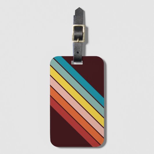 Kleurrijke Gestreepte 70s 80s Retro Racing Stripes Bagagelabel (Voorkant (verticaal))