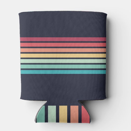 Kleurrijke Gestreepte 70s 80s Retro Racing Stripes Blikjeskoeler (Achterkant)