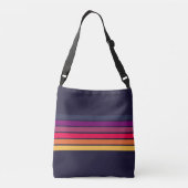 Kleurrijke Gestreepte 70s 80s Retro Racing Stripes Crossbody Tas (Achterkant)