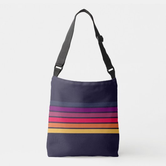 Kleurrijke Gestreepte 70s 80s Retro Racing Stripes Crossbody Tas (Voorkant)