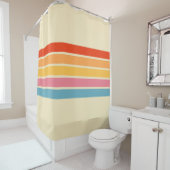 Kleurrijke Gestreepte 70s 80s Retro Racing Stripes Douchegordijn (In situ)