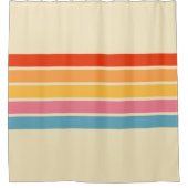Kleurrijke Gestreepte 70s 80s Retro Racing Stripes Douchegordijn (Voorkant)