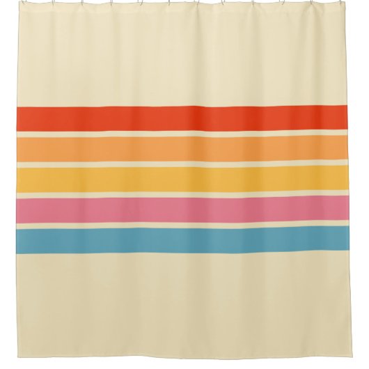 Kleurrijke Gestreepte 70s 80s Retro Racing Stripes Douchegordijn (Voorkant)