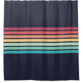 Kleurrijke Gestreepte 70s 80s Retro Racing Stripes Douchegordijn (Voorkant)
