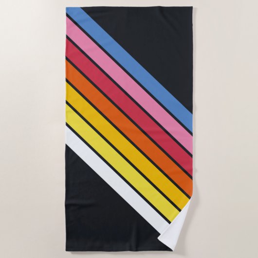 Kleurrijke Gestreepte 70s 80s Retro Racing Stripes Strandlaken (Voorkant)