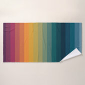 Kleurrijke Gestreepte 70s 80s Retro Regenboogstrep Badhanddoek (Badhanddoek)