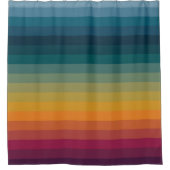 Kleurrijke Gestreepte 70s 80s Retro Regenboogstrep Douchegordijn (Voorkant)