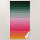 Kleurrijke Gestreepte 70s 80s Retro Regenboogstrep Strandlaken (Voorkant)