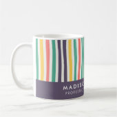 Kleurrijke gestreepte gepersonaliseerde mok (Links)