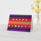 Kleurrijke Gestreepte Kaart Diwali (Gele Bloem)
