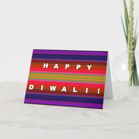 Kleurrijke Gestreepte Kaart Diwali (Voorkant)