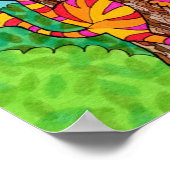 Kleurrijke gestreepte kattenboom leuke moppige car poster (Hoek)