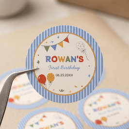 Kleurrijke Gestreepte Leuke Verjaardag Ronde Sticker
