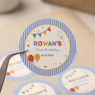 Kleurrijke Gestreepte Leuke Verjaardag Ronde Sticker