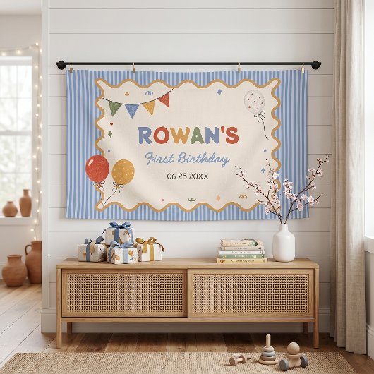 Kleurrijke Gestreepte Leuke Verjaardag Spandoek
