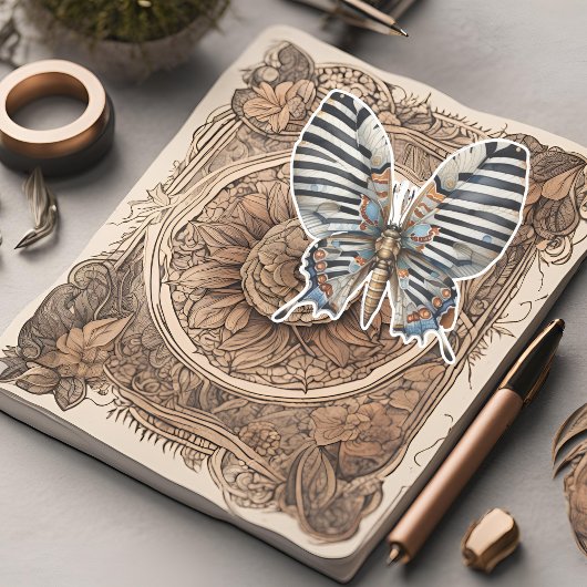 Kleurrijke gestreepte mot Sticker