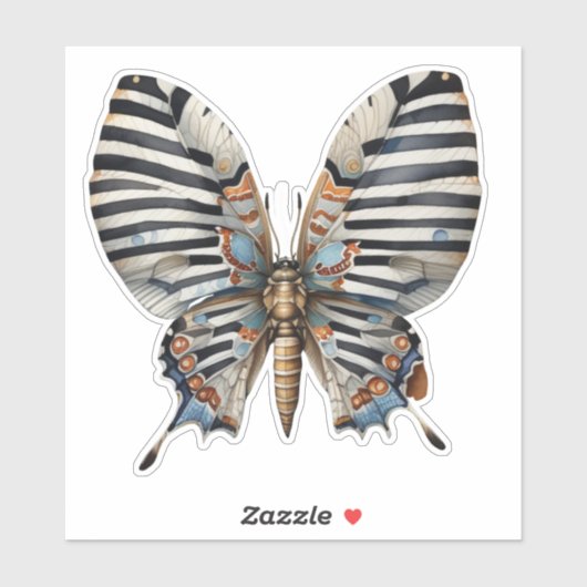 Kleurrijke gestreepte mot Sticker (Vel)