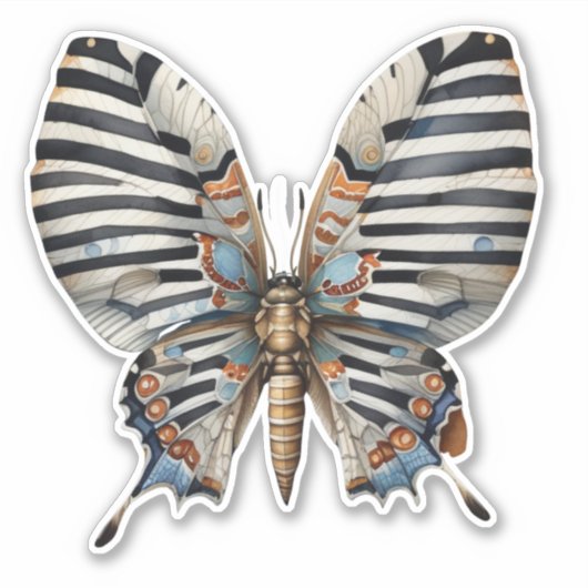 Kleurrijke gestreepte mot Sticker (Voorkant)