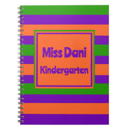 Kleurrijke Gestreepte Onderwijzer/Student  Notitieboek