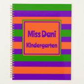 Kleurrijke Gestreepte Schattigee School Leraar/Stu Planner (Voorkant)