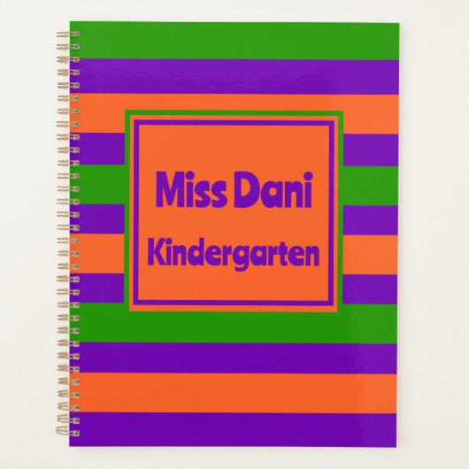 Kleurrijke Gestreepte Schattigee School Leraar/Stu Planner (Voorkant)