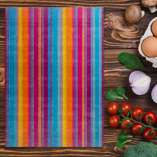 Kleurrijke Gestreepte Stof Art Chopping Board Snijplank