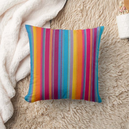 Kleurrijke Gestreepte Stof Art Square Sierkussen (Deken)