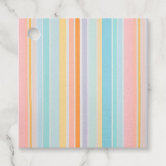 Kleurrijke gestreepte stof kunst cadeau labels (Voorkant)