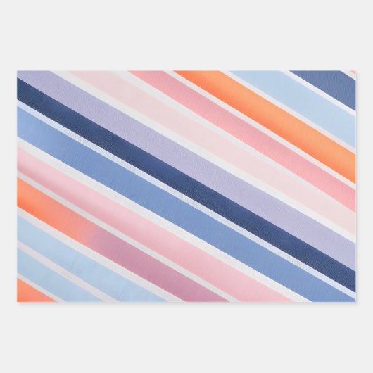 Kleurrijke Gestreepte Stoffenkunst Verpakkende Doc Inpakpapier Vel (Voorkant 3)