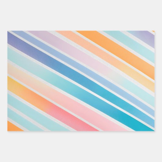 Kleurrijke Gestreepte Stoffenkunst Verpakkende Doc Inpakpapier Vel (Voorkant 3)