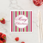 Kleurrijke gestreepte vrolijk kerstfeest servetten (Insitu)