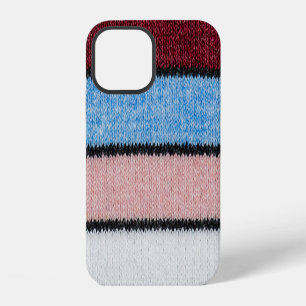 Kleurrijke gestreepte wol: textuur van stof. iPhone 12 hoesje